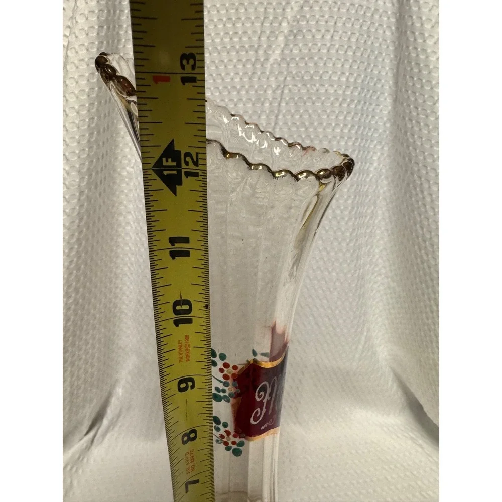Vintage Fluted Swung Vase Etched 